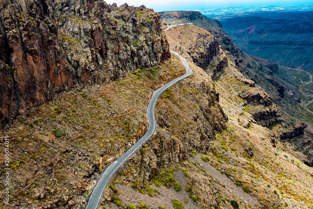 Gran Canaria summer road. Aerial photo 