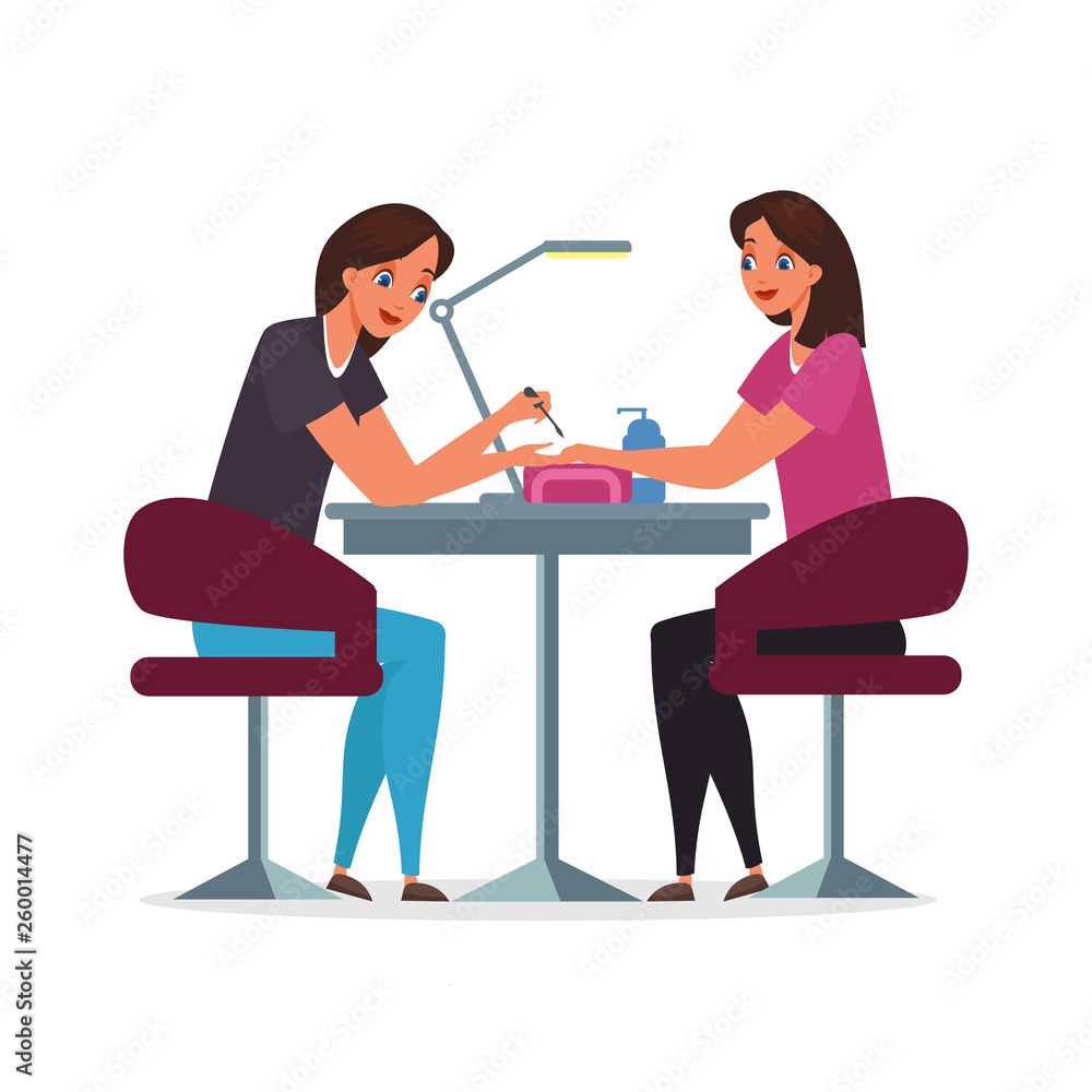 Beauty salon, manicure room flat illustration Beauty salon, manicure room flat illustration