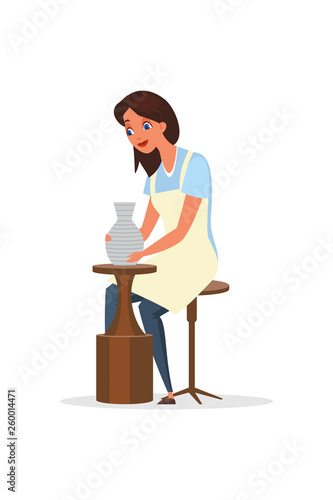 Potter, ceramist flat color vector illustration