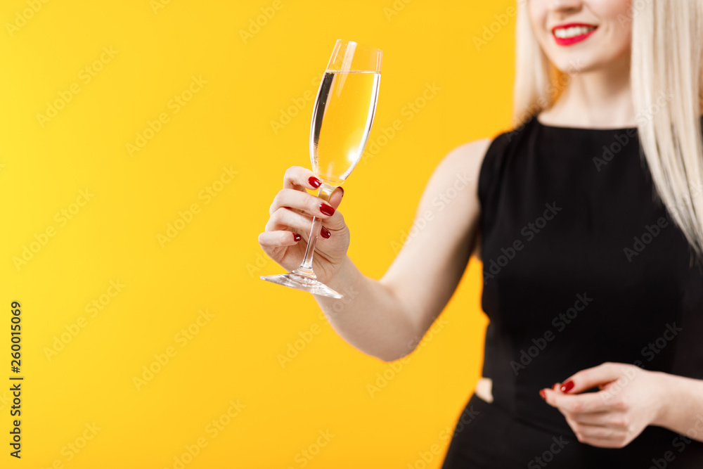 Beautiful sexy blonde girl holding in hands bottle of champange and wineglasses with champagne. Party girl. Celebrating. Beautiful sexy blonde girl holding in hands bottle of champange and wineglasses with champagne. Party girl. Celebrating.