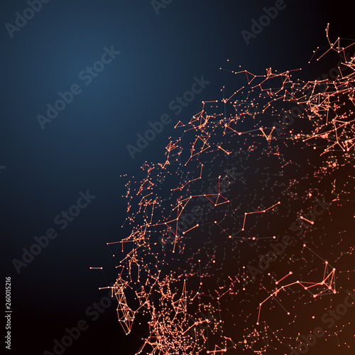 Futuristic abstract technology and engineering background with computer generated 3D pattern. Information technology, computer and social networks, business concepts