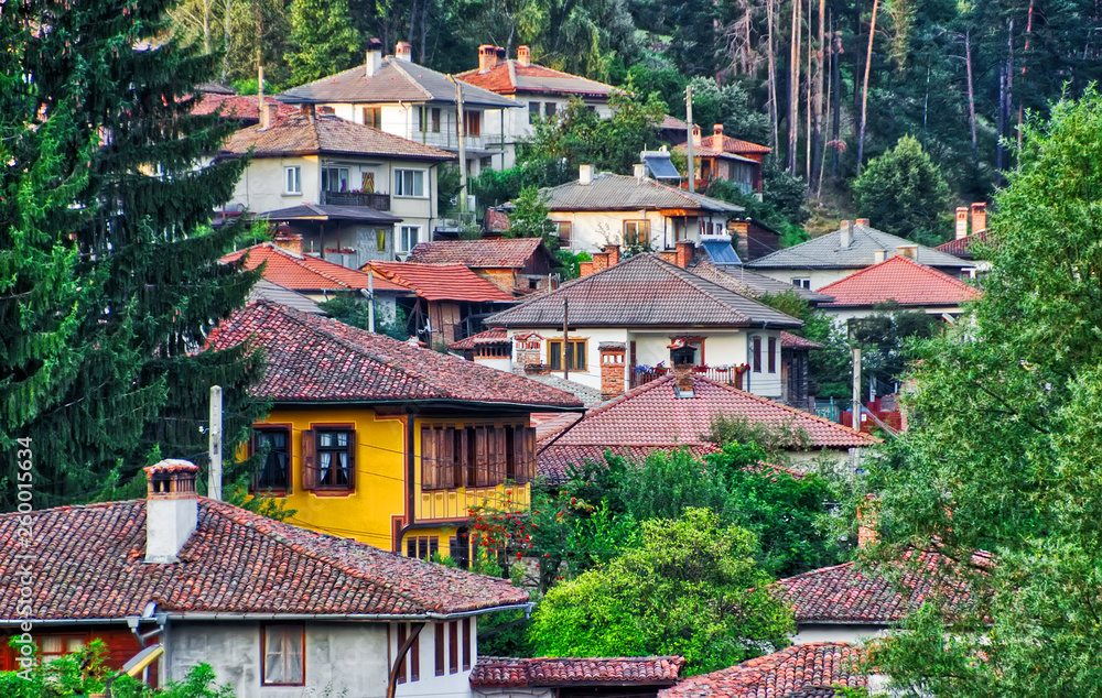 Fototapeta premium Houses in Koprivshtitsa town, Bulgaria.