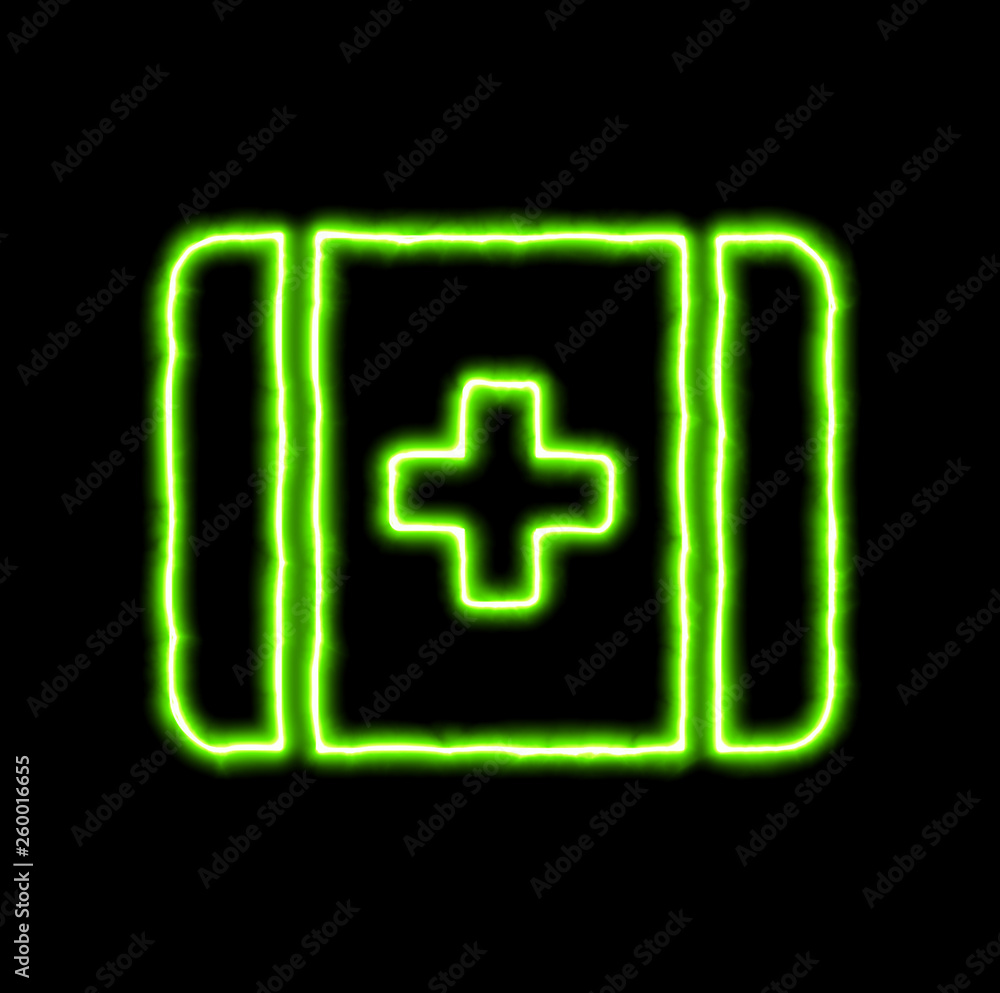 green neon symbol first aid green neon symbol first aid