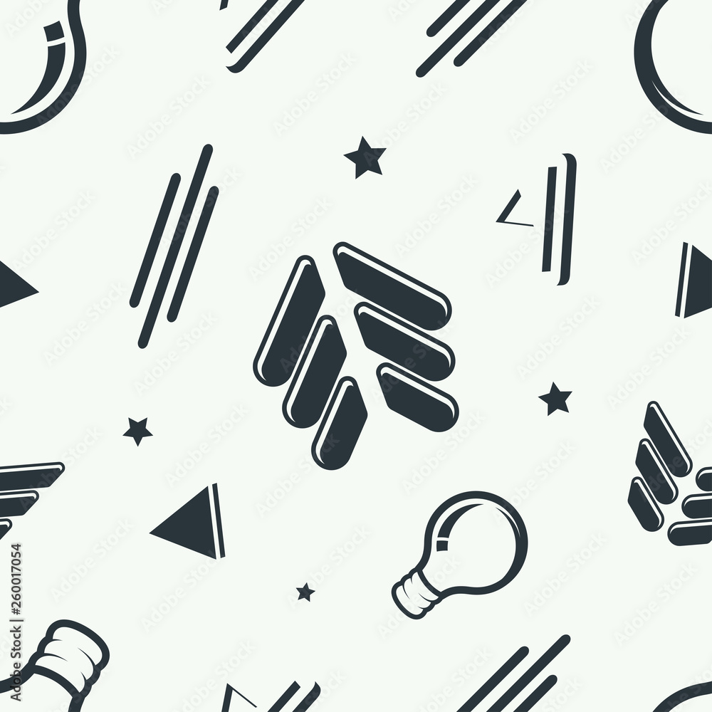 Fototapeta premium Black and white random object pattern seamless