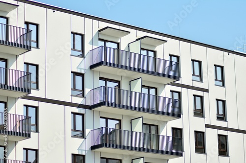 Modern european complex of apartment buildings. Fragment of a modern residential apartment building.