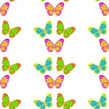 Several beautiful multicolored butterflies on the background. Seamless Wallpaper pattern.  The ability to stretch to any size in all directions without loss of quality.  Vector illustration. 