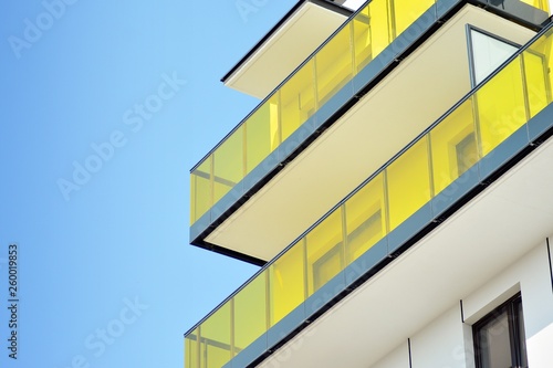 Modern european complex of apartment buildings. Fragment of a modern residential apartment building. © Grand Warszawski