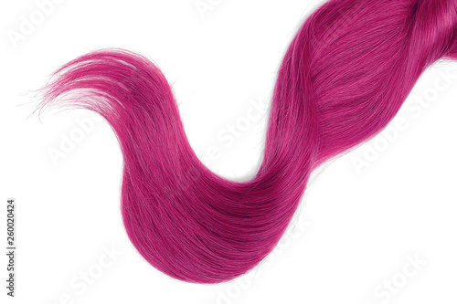 Long pink hair isolated on white background