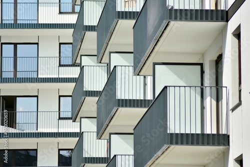 Modern european complex of apartment buildings. Fragment of a modern residential apartment building.