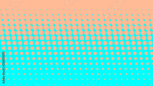 Blue orange pop art background in comics style with halftone dots design, vintage kitsch vector backdrop with isolated dots
