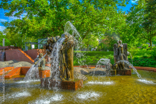Gauklerbrunnen fountain in Stadtpark in Dortmund, Germany photo