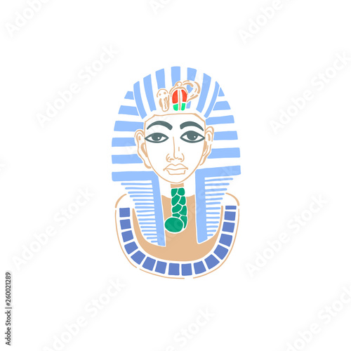 hand drawing icon of mask egyptian pharaoh tutankhamun