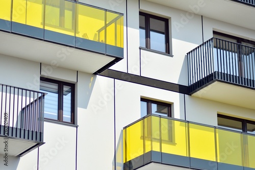 Modern european complex of apartment buildings. Fragment of a modern residential apartment building.