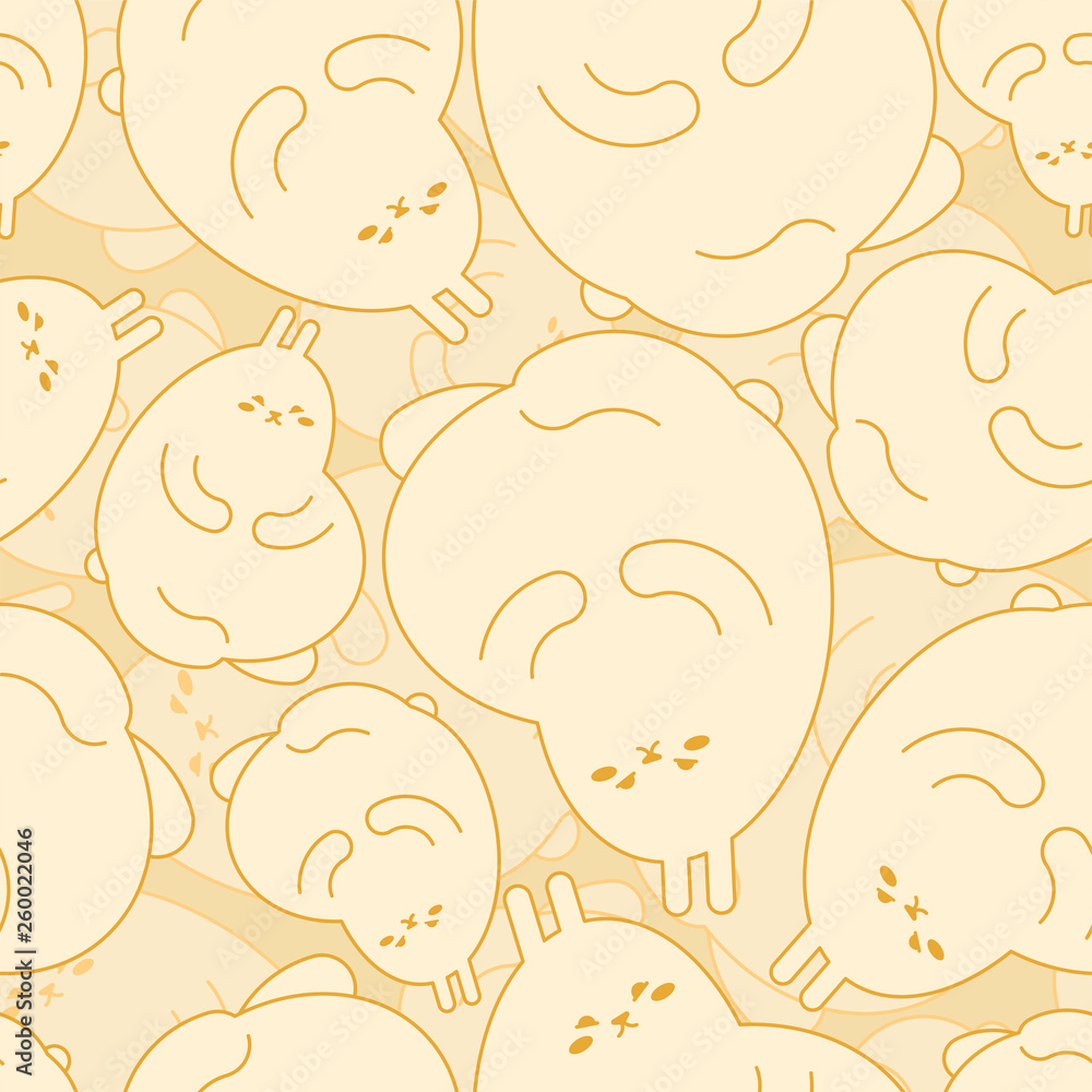 Fototapeta Fat rabbit pattern seamless. Thick hare background. Cute baby cloth texture vector