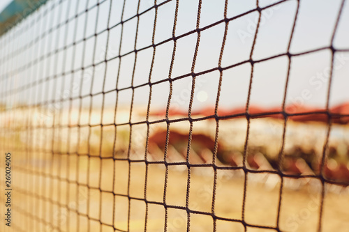 Background of the volleyball net on the beach.