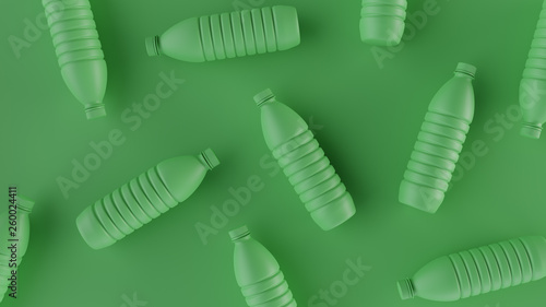 Green Plastic Bottle 3D Rendering