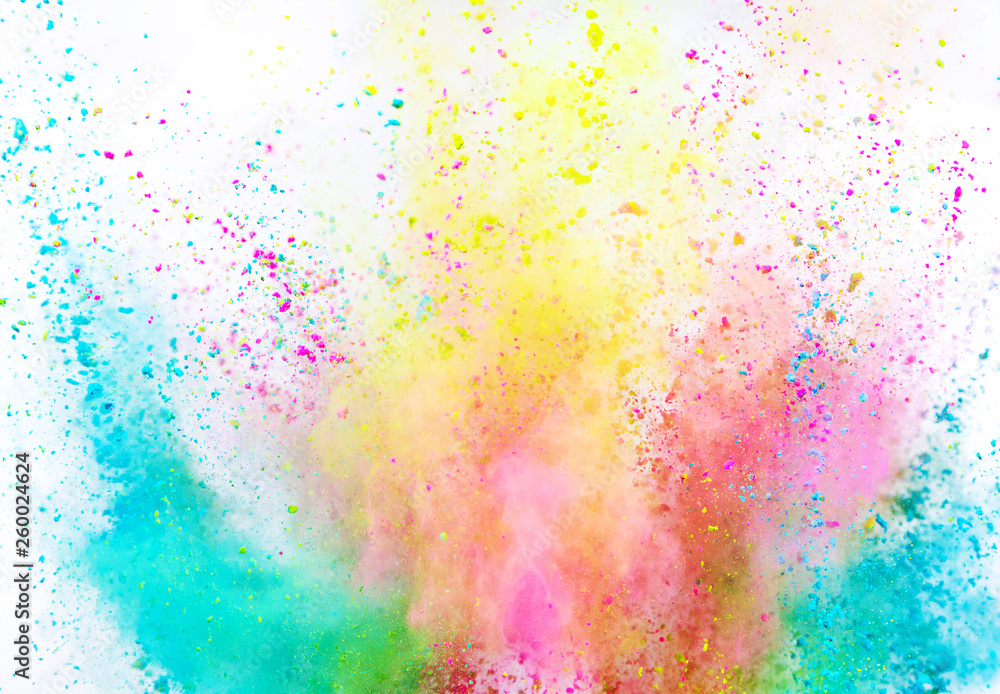 Colored powder explosion on white background. Colored powder explosion on white background.