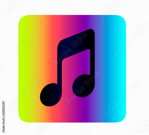 Neon vector music sign icon. Music, performer. Flat button for web site