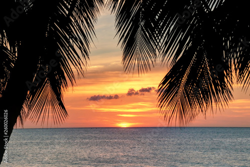 Coucher de soleil plage Leroux en Guadeloupe Antilles Française