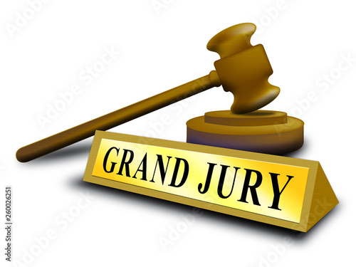 Grand Jury Court Gavel Shows Government Trials To Investigate Injustice 3d Illustration photo