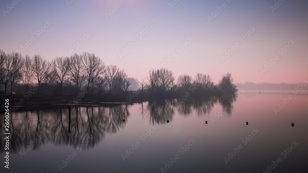 Mantova lake at sunset