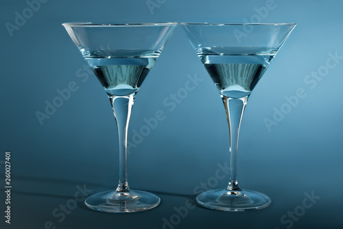 Close up photo of martini glasses with coctail drink