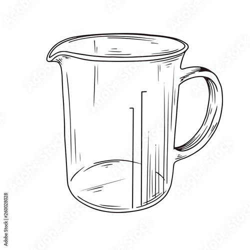 Sketch kitchen measuring cup. Vector illustration in sketch style