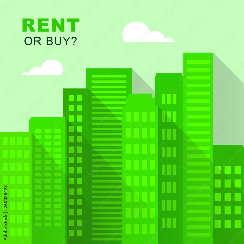 Rent Vs Buy Buildings Comparing House Or Apartment Renting And Buying - 3d Illustration