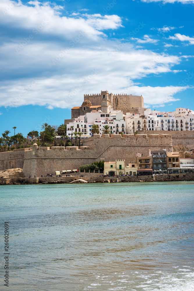 View of the fortified city of Peniscola from the beach