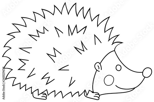 Cartoon hedgehog coloring book page. Vector outline illustration.