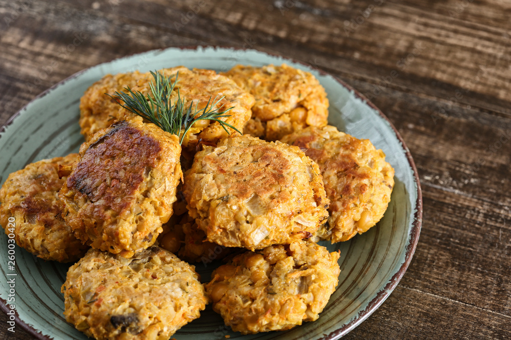 Useful chickpea patties on a plate Useful chickpea patties on a plate