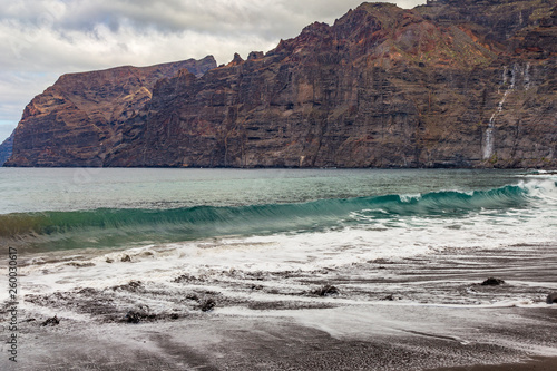 Cliffs near the Atlantic ocean at Los Gigantes town in Tenerife. Canary Islands. Spain.