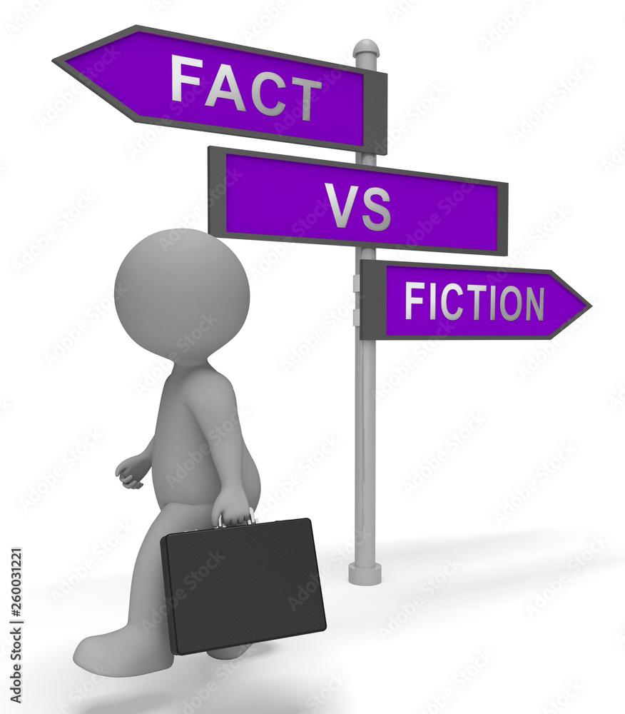 Fact Vs Fiction Sign Represents Authenticity Versus Rumor And Deception Fact Vs Fiction Sign Represents Authenticity Versus Rumor And Deception