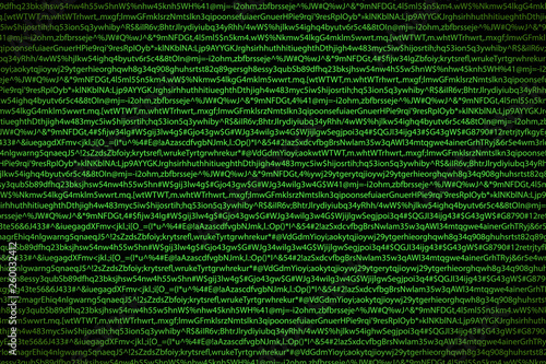 Green complicated crypto symbols on black, data encryption binary code concept photo