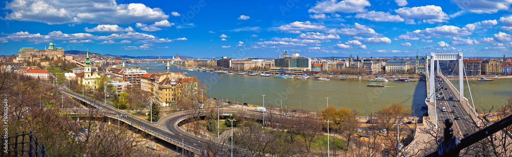 Budapest Danube river waterfront panoramic view