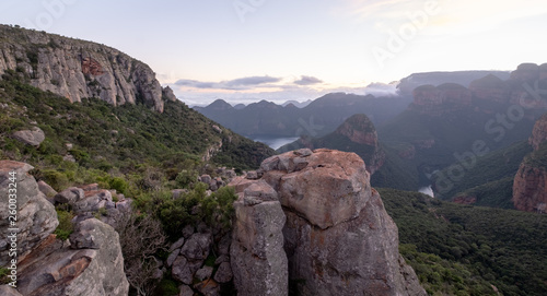 Stunning early morning view of the Blyde River Canyon (also called the Motlatse Canyon), The Panorama Route, Mpumalanga, South Africa.  © Lois GoBe