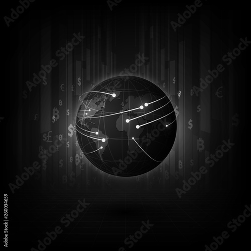Money transfer. Global Currency. Stock Exchange. Stock vector illustration.