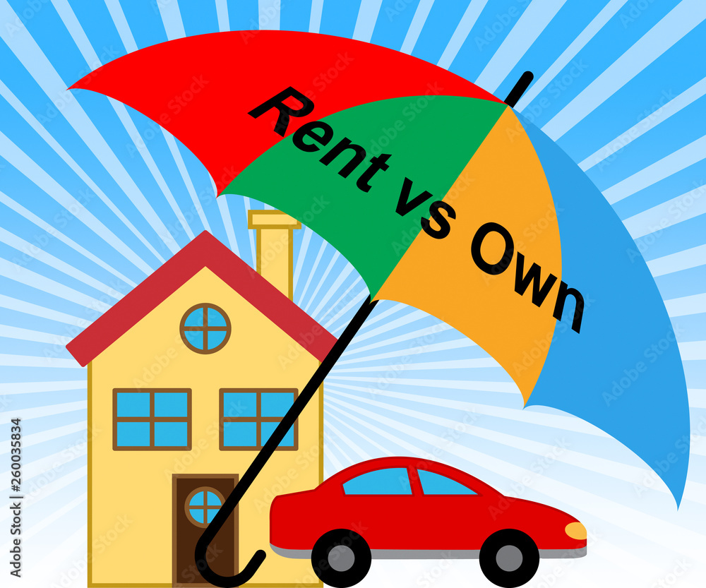 Own Versus Rent Property Icon Contrasts Owning Or Renting A Home - 3d Illustration