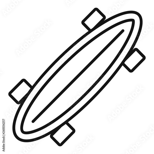 Cute longboard icon. Outline cute longboard vector icon for web design isolated on white background