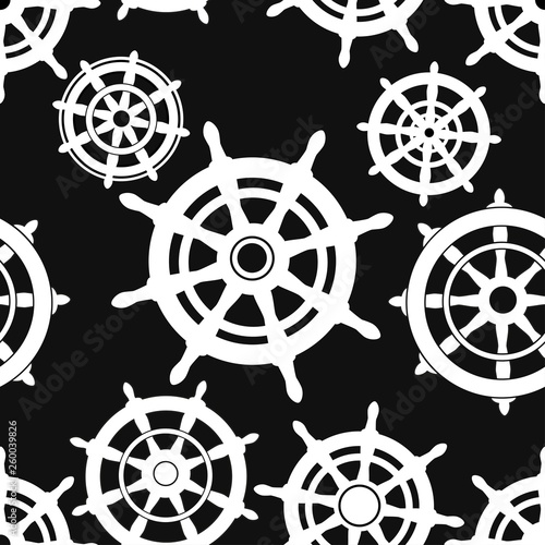 Marine seamless pattern with steering wheels