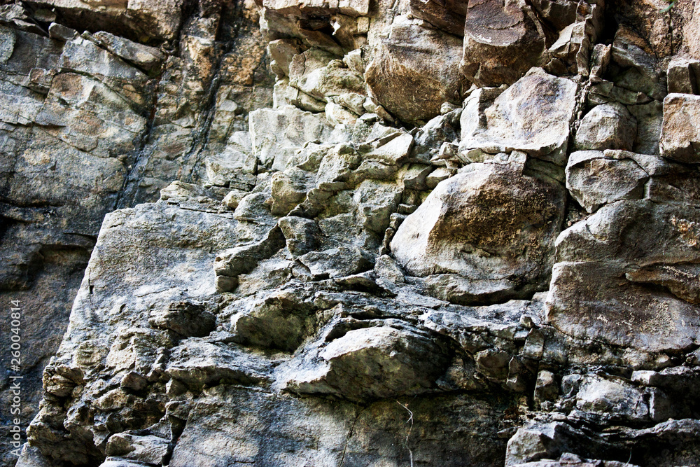 Layered sedimentary rocks in the cliffs of the North Caucasus