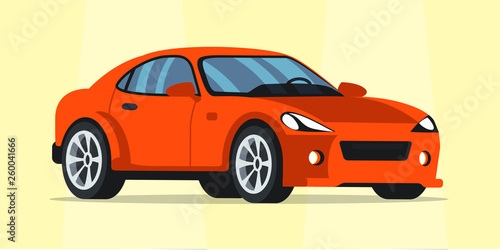 Fototapeta Naklejka Na Ścianę i Meble -  Luxury red car flat illustration