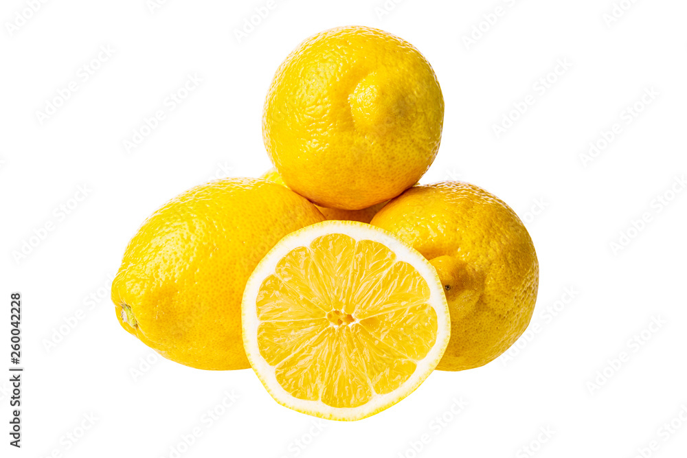 Yellow ripe lemons group isolated on white background. Yellow ripe lemons group isolated on white background.