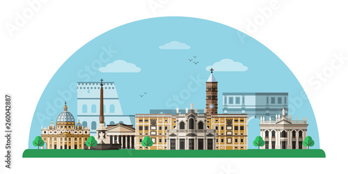 Rome cityscape flat illustration