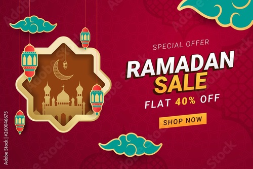 Ramadan sale banner template design background