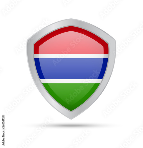Free Download Shield with Gambia flag on white background. - GFXLoad