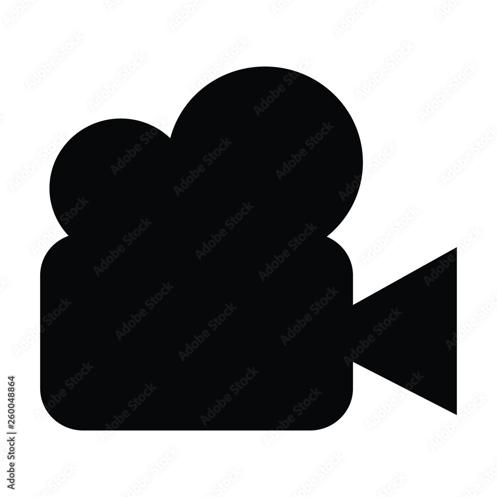 A black and white silhouette of a simplistic video camera A black and white silhouette of a simplistic video camera