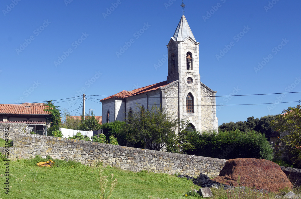 Fototapeta premium Romanesque church in Asturias on a sunny day.
