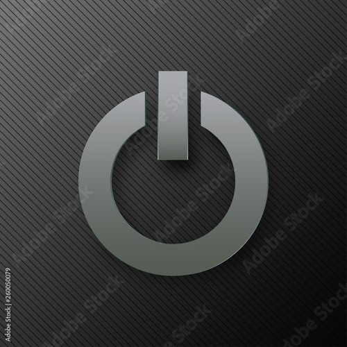 Modern silver metallic power button vector illustration