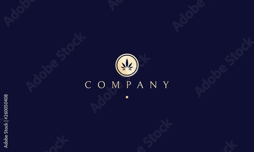 Cannabis Golden leaf vector circle logo design